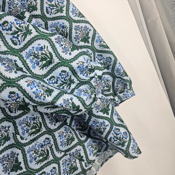 Tuckernuck Bouvier Blouse Top Blue Floral Medallion Ruffle Collar NWOT Size 3XL - Picture 9 of 10